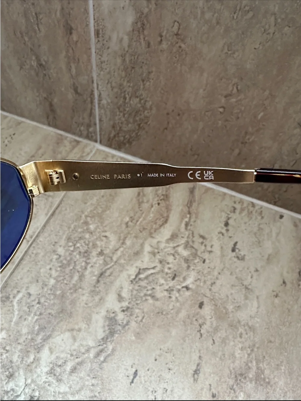 Celine Gold - Triomphe - Metal Oval Sunglasses with Green Lenses